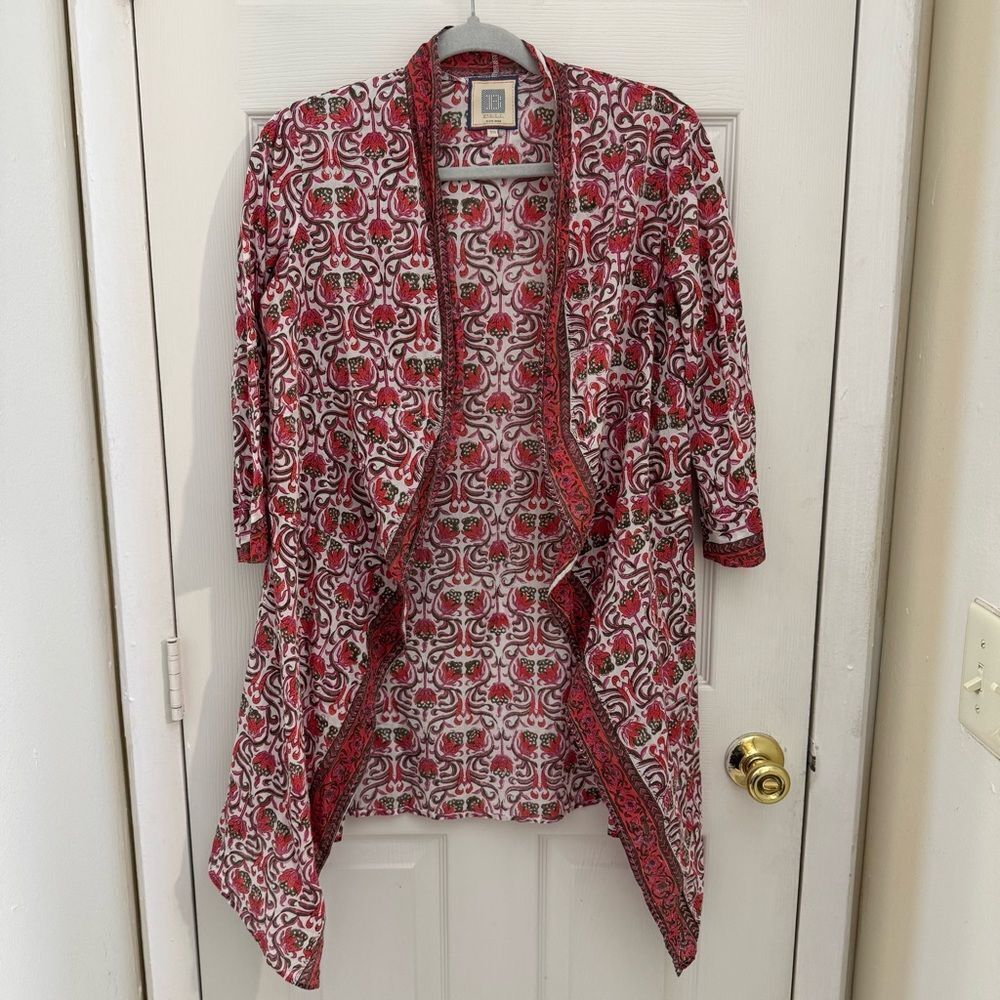 Bell by Alicia Bell Blockprint Kimono Size XS 100% Cotton Colorful Boho Flowy